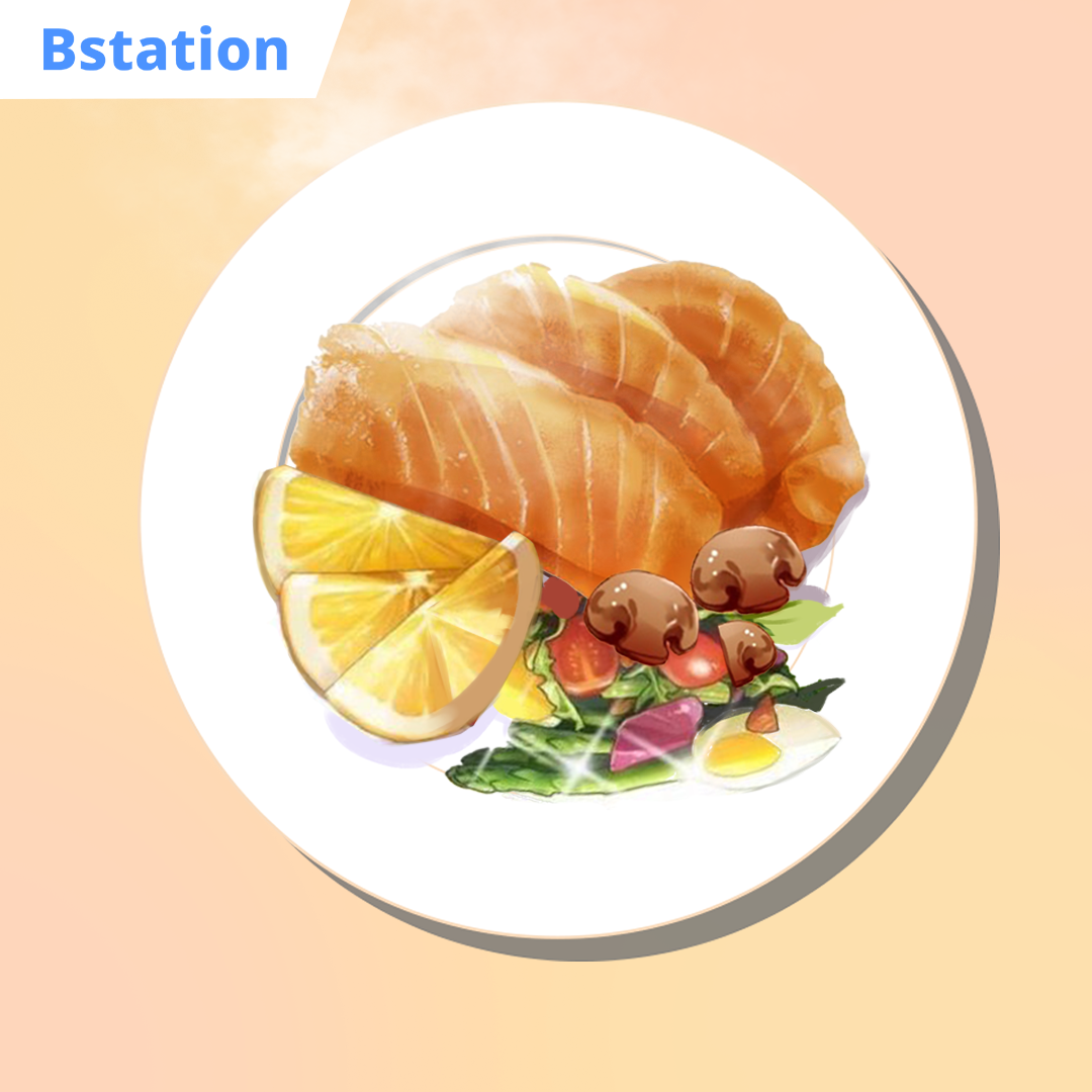 hidangan buttered salmon and mushrooms dari anime todays menu for the emiya family di bstation