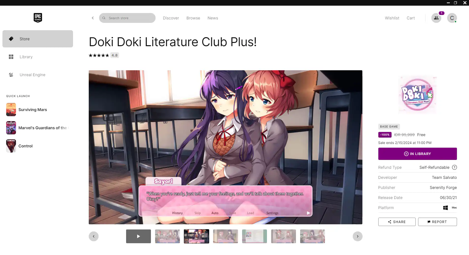 DDLC Plus - Gratis di Epic